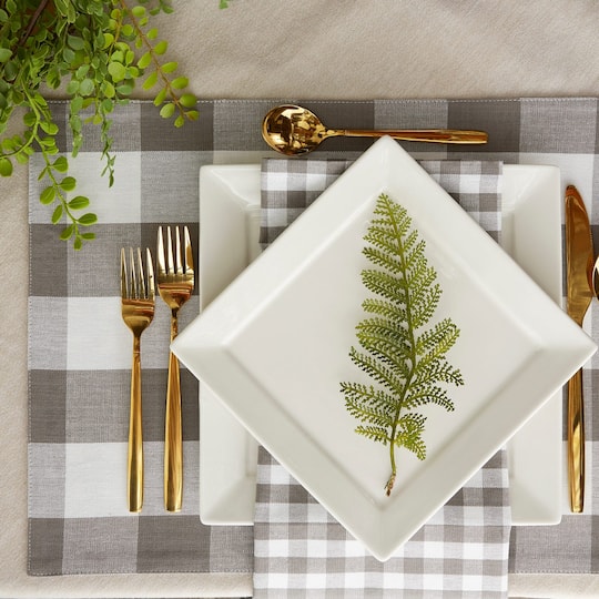 DII® Gray & White Reversible Gingham & Buffalo Check Placemat Set, 4ct.